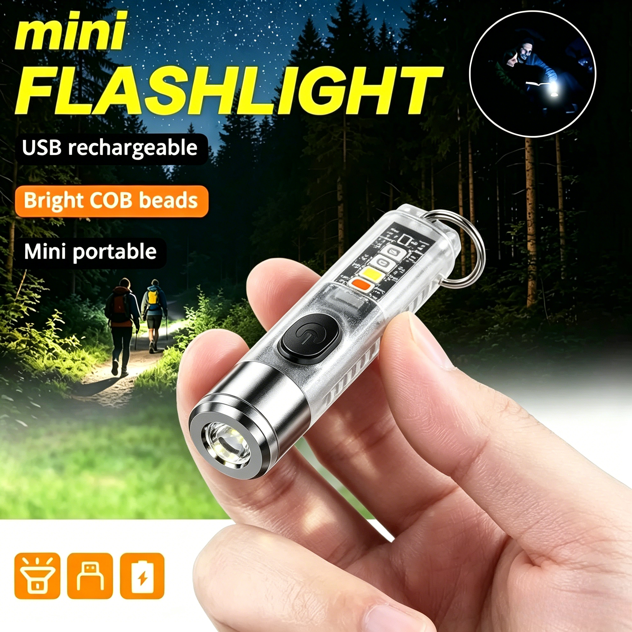 Mini Electronics Gadgets - Mini Keychain Flashlight USB Rechargeable Powerful